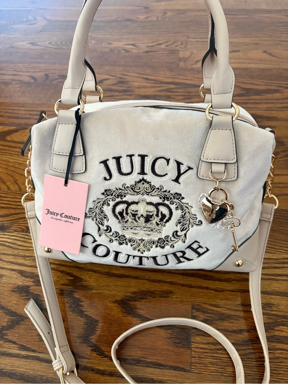 Juicy Couture Cream Logo Satchel Bag